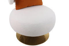 Swivel Accent Chair Armchair, Round Barrel Chair in Fabric - White