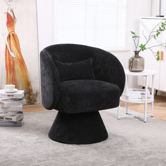Swivel Accent Chair Armchair in Fabric - Black