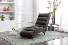Linen Modern Long Lounger Chair - Dark Gray