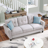 79.9" - 3 Seater - Modern Living Room Sofa Linen Upholstered Couch Furniture for Home or Office - Light Grey