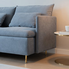 Modular L-shaped Corner sofa, Left Hand Facing Sectional Couch - Grey Cotton Linen