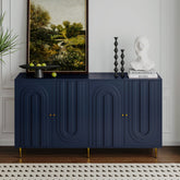Modern Blue Lacquered 4 Door Wooden Cabinet Sideboard Buffet Server