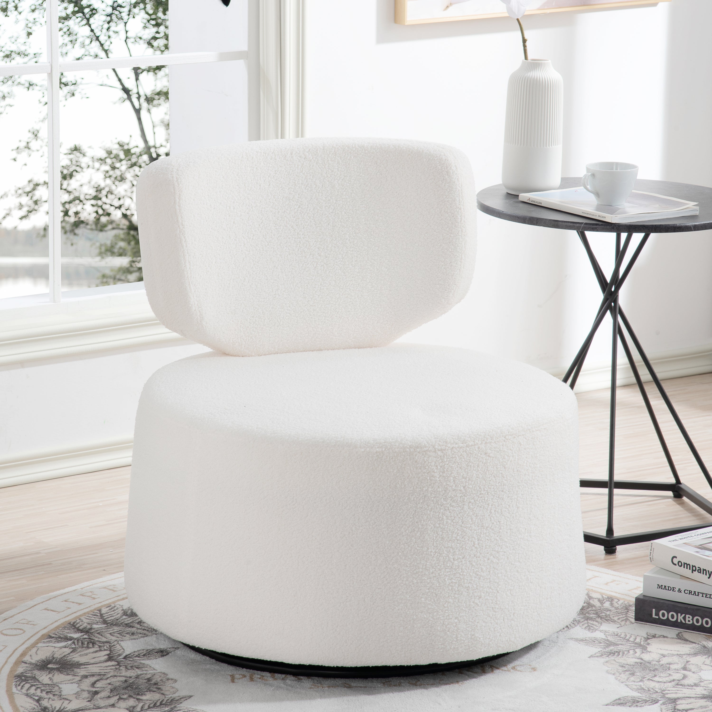 29.13" Wide Swivel Chair - White Plush