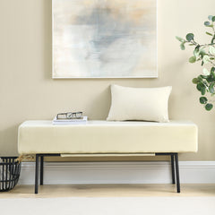 Contemporary Velvet Upholstered Bench ( 45'' x13''x 17'')- Beige