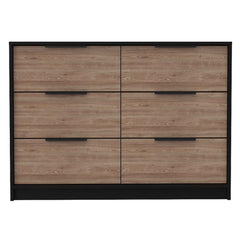 6-Drawer Rectangle Dresser - Black Wengue and Pine