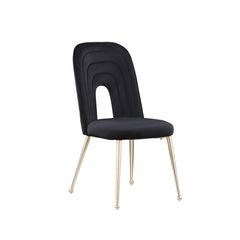 Mid Century Velvet Upholstered Dining Chairs with Metal Legs (Set of 2) - Black