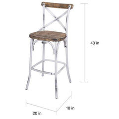 Parisian Bistro Style Bar Chair (1Pc) - Antique White & Antique Oak