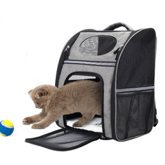 FluffyDream Pet Carrier Backpack for Large/Small Cats and Dogs, Puppies, Safety Features and Cushion Back Support for Travel, Hiking, Outdoor Use- Black