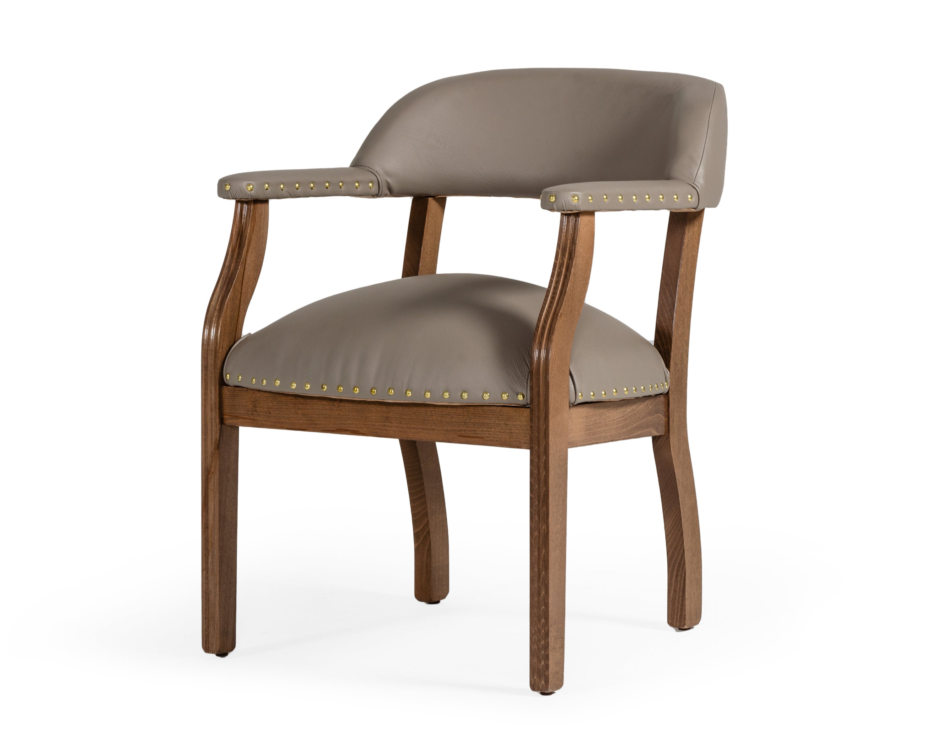 Walnut Modern Taupe Faux Leather Dining Chair