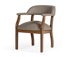 Walnut Modern Taupe Faux Leather Dining Chair