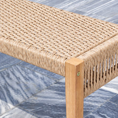 Chesapeake Honey 2 Seater Patio Acacia Wood Mixed Strapped Rattan Garden Bench