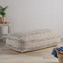 Boho Rectangular Bean Bag Ottoman - Light Brown, Natural and Grey