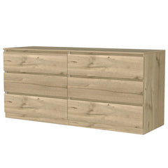 6-Drawer Rectangle Dresser Light Oak and White