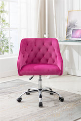 Velvet Swivel Shell Chair & Silver feet base - Pink Red Fuscia