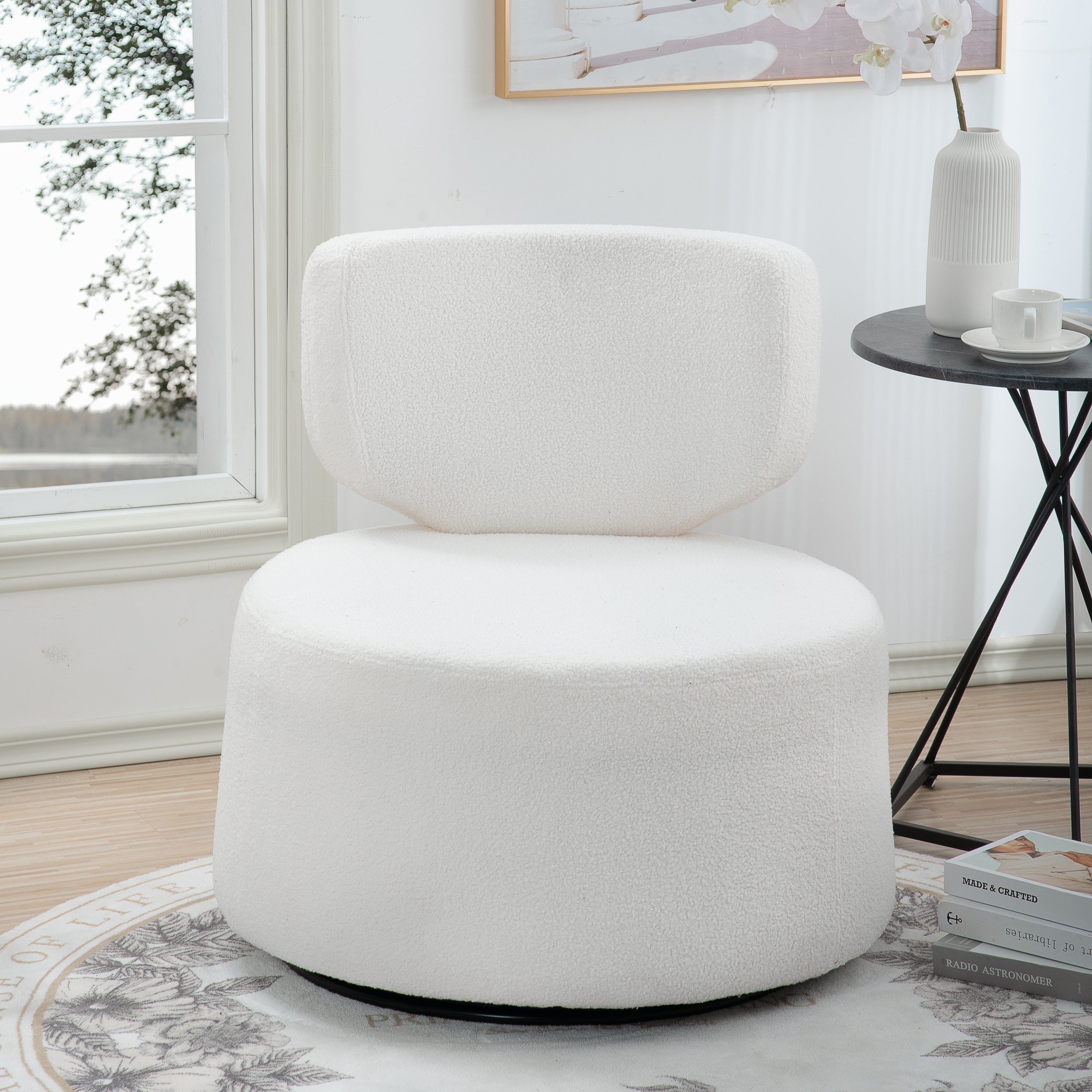 Swivel Chair - White Plush
