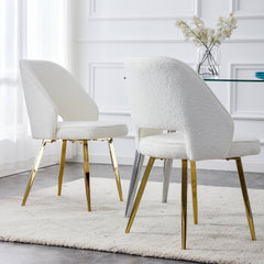 Modern Teddy Velvet Dining Chairs (Set of 2) - White