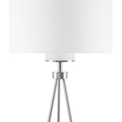 Pacific Tripod Metal Tripod Floor Lamp with Glass Shade - Silver