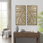 Birch Palms Two-tone 2-piece Wood Panel Wall Decor Set - Dark Brown
