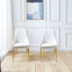 Dining Chairs Classical Appearance and Stainless Steel (Set of 2) - White and Gold