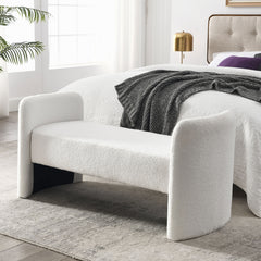 Contemporary Bench Design Ottoman 52" - Teddy White