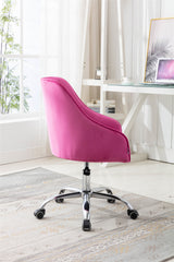 Velvet Swivel Shell Chair & Silver feet base - Pink Red Fuscia