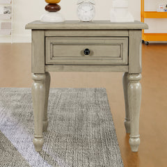 Solid Wood One-Drawer Nightstand - Stone Gray