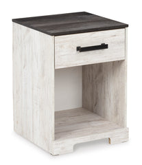 Whitewash/Charcoal Gray Nightstand