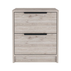 Kaia Nightstand, Two Drawers, Metal Handle - Light Gray