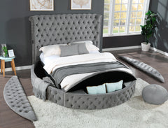 King Size Tufted Storage Bed made with Wood - Grey