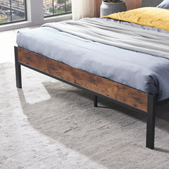 King Size Bed Frame Wooden Headboard and Footboard + Large Under Bed Storage - Dark Brown