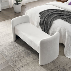Contemporary Bench Design Ottoman 52" - Teddy White