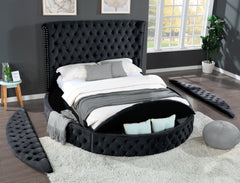 King Size Tufted Upholstery Storage Bed made with Wood - Black