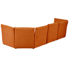 Stylish Sofa Set with Polyester Upholstery with Adjustable Back with Free Combination for Living Room - Orange