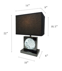 22"H Black Pewter Square Crystal Centerpiece with Night Light, USB Port + Power Outlet