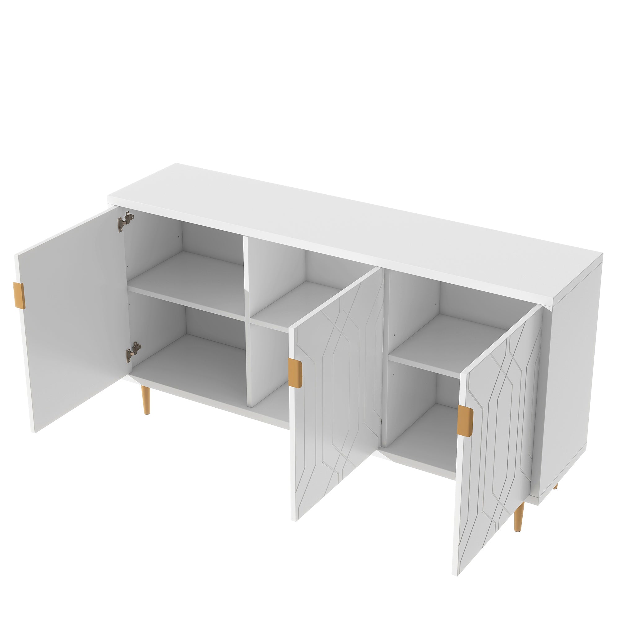Modern TV Stand for TV up to 70 inch with Adjustable Shelves - White