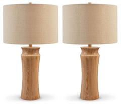 Whitewash Brown Faux Wood Table Lamp (Set of 2)