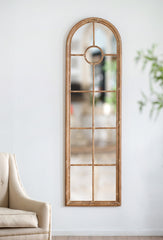 Half-Round Elongated Mirror with Decorative Window Look Classic Architecture 24x79"