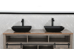 Matte Shell Glass Rectangular Vessel Bathroom Sink in Black with Matte Black Faucet and Pop-Up Drain in Matte Black 13.0" L -18.13" W -4" H