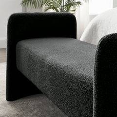 52" Bench Contemporary Design Ottoman - Black Teddy