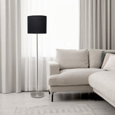 Brushed Nickel Drum Shade Floor Lamp - Black
