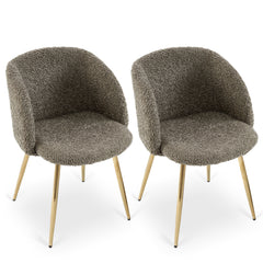 Golden Color Teddy Faux Fur Dining Armrest Chair (Set of 2) - Grey