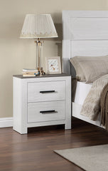 Nightstand 2-Drawers Bedside Table - White