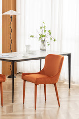 Velvet Dining Chair Flannel Wrapped Metal Leg Chair (Set of 2) - Orange