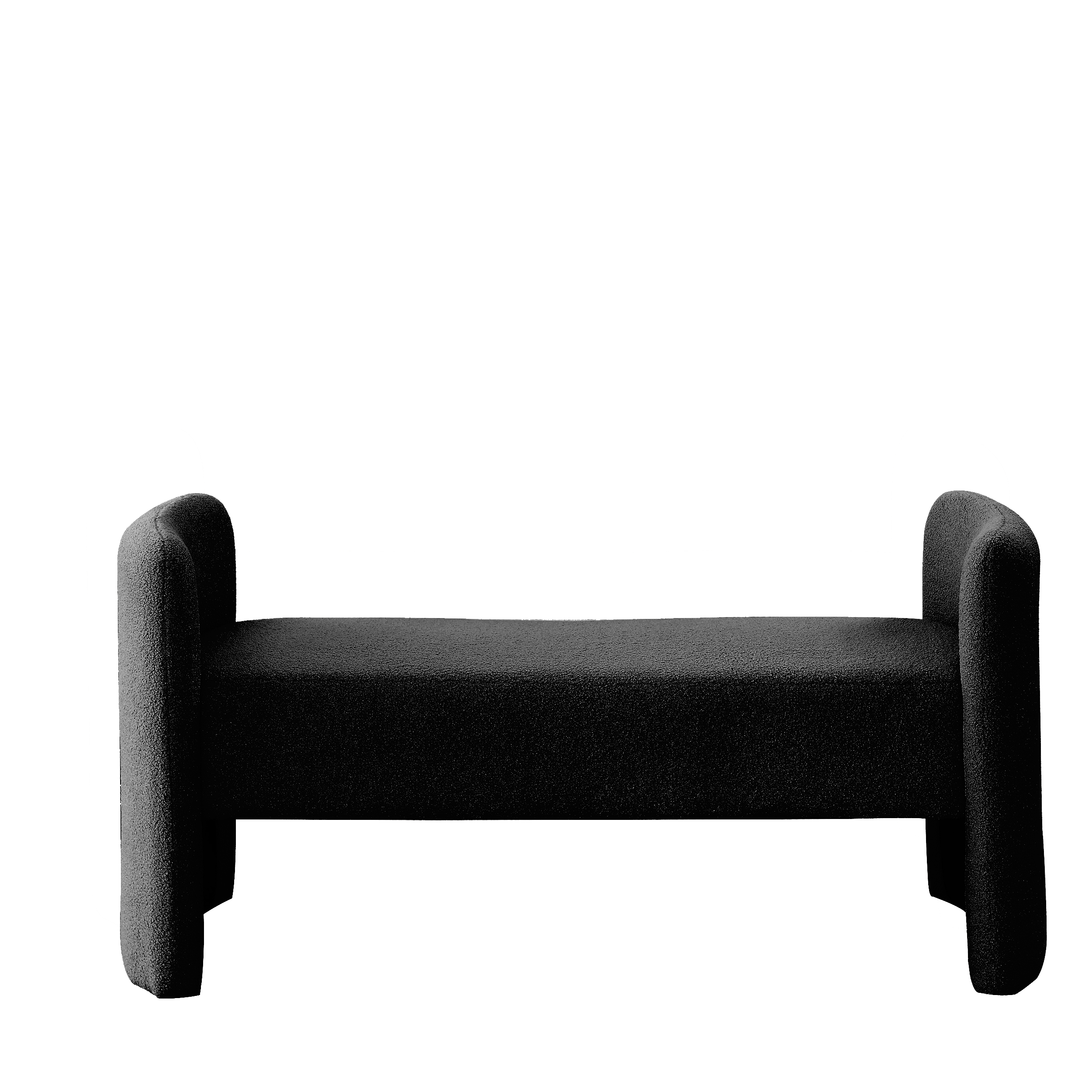 52" Bench Contemporary Design Ottoman - Black Teddy