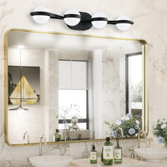 Vanity Lights With 4 LED Bulbs For Bathroom Lighting - Black