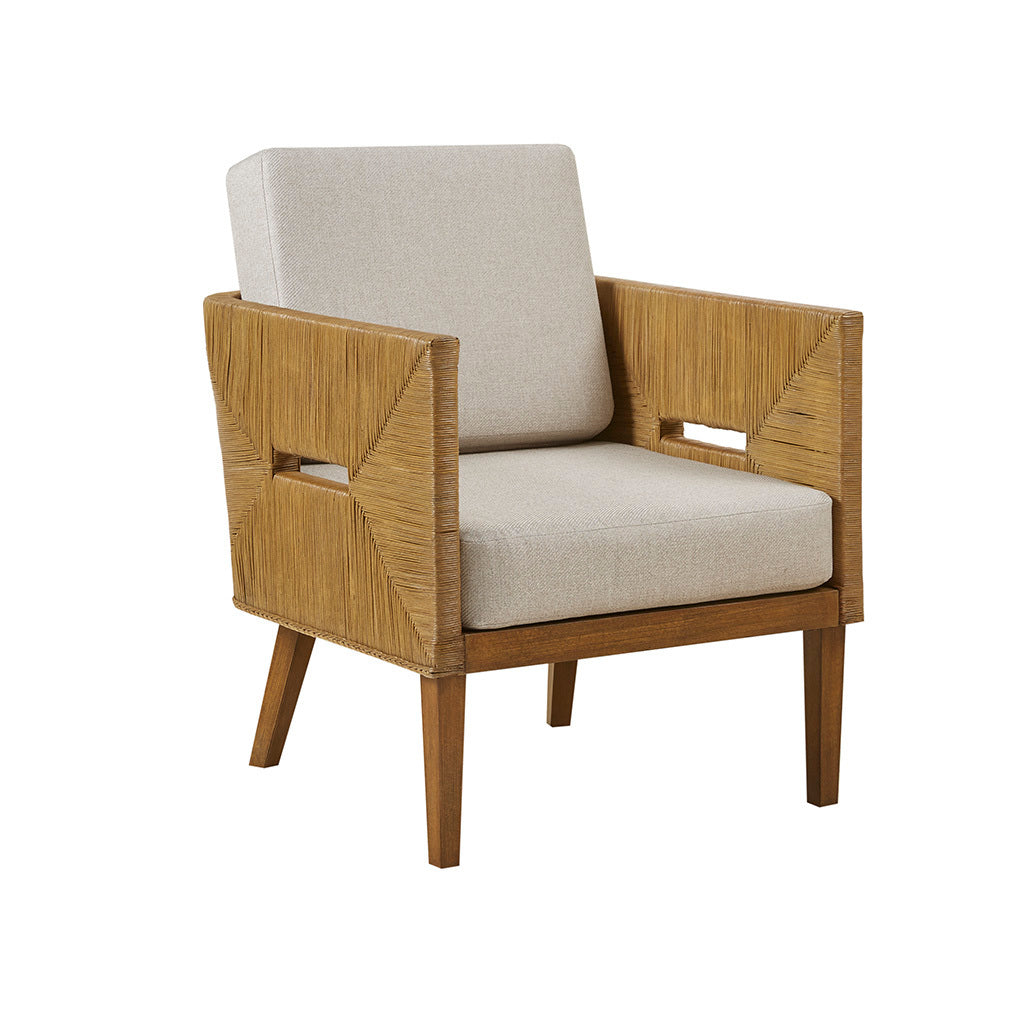 Blake Handcrafted Rattan Upholstered Accent Arm Chair - Natural