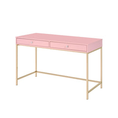 Pink High Gloss & Gold Finish Modern Writing Desk