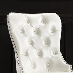 Modern Leatherette Dining Chairs I (Set of 2) - White and Silver