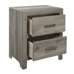 Nightstand Faux Wood Veneer Weathered Gray Finish