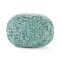 Handcrafted Modern Fabric Weave Pouf - Aqua Blue